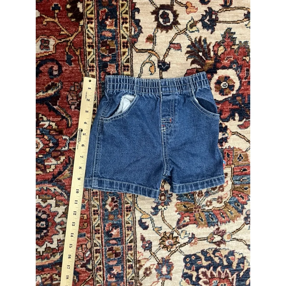 Vintage Sesame Street Pull On Elastic Denim Shorts w Elmo Tab Size 24 Months